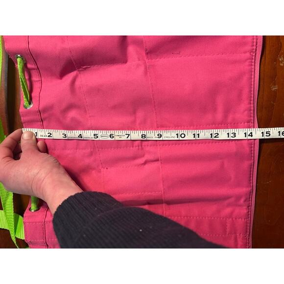 The Original Nantucket Diddy Bag Canvas tote pink and green zip around closure - Picture 10 of 10